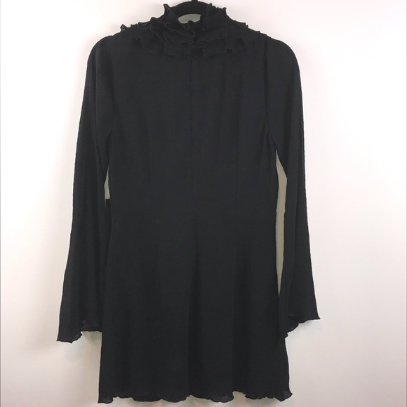 House of Harlow 1960 & Revolve Black Ruffle Neck Long Sleeve Mini Dress - Picture 2 of 7